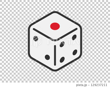 ホビーの、サイコロのアイコン（線画カラー）のイラスト 129237211