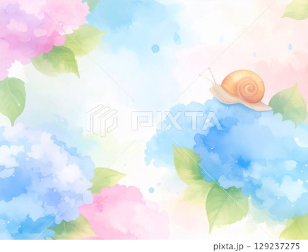 あじさい　生成AI　水彩　背景 129237275