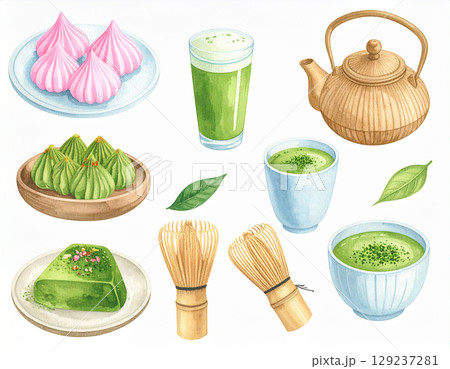 抹茶 生成AI 水彩 アイコン 抹茶 生成AI 水彩 アイコン 129237281