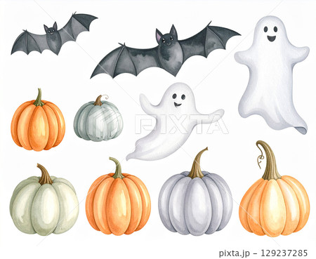 ハロウィン　生成AI　水彩　背景 129237285