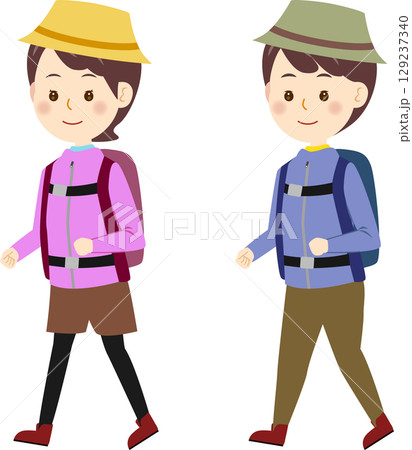 登山をする男女のイラスト 129237340