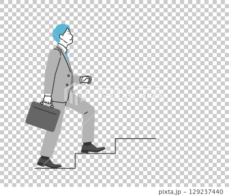 Illustration of a businessman going up the stairs 129237440