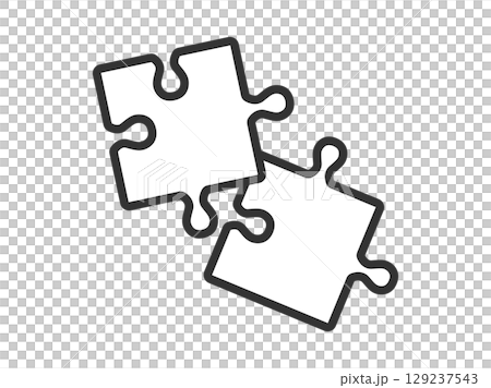 愛好拼圖圖示（線條畫）插圖 129237543