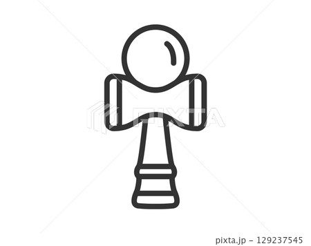 ホビーの、けん玉のアイコン（線画）のイラスト 129237545