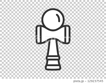 ホビーの、けん玉のアイコン（線画）のイラスト 129237545