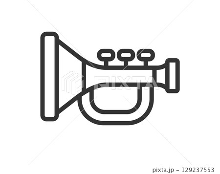 ホビーの、ラッパのアイコン（線画）のイラスト 129237553