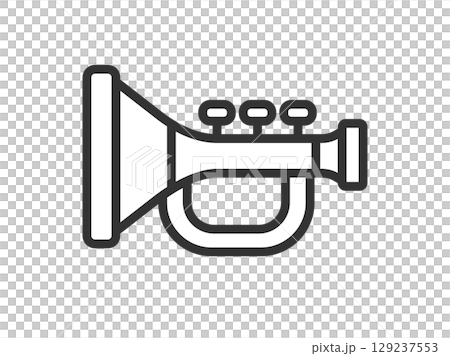 ホビーの、ラッパのアイコン（線画）のイラスト 129237553