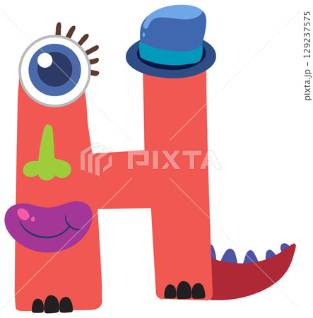 Playful Monster Letter H Illustration Playful Monster Letter H Illustration 129237575