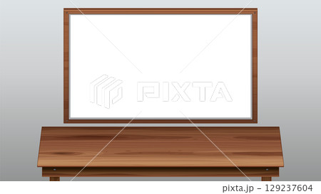 Wooden Table and Whiteboard Vector Illustration Wooden Table and Whiteboard Vector Illustration 129237604