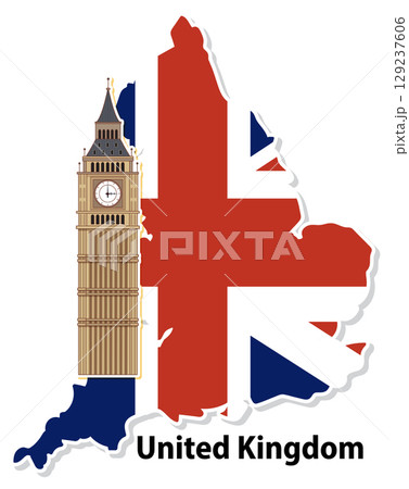 Big Ben Overlaid on United Kingdom Map Big Ben Overlaid on United Kingdom Map 129237606