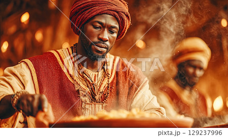 Traditional Cooking in Warm Tones 129237996
