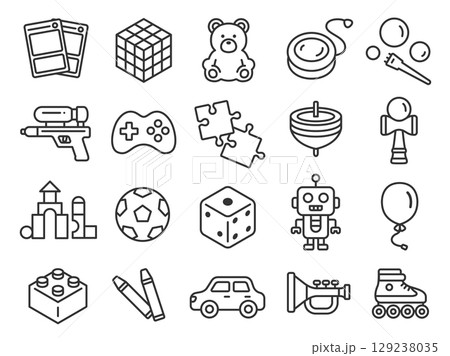 いろいろな、ホビーのアイコン（線画）のイラストセット 129238035