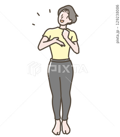 ヨガウェアの女性のイラスト 129238086