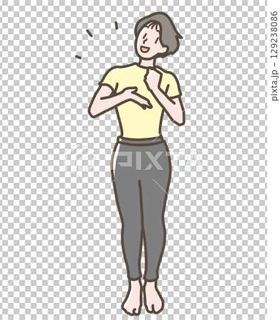 ヨガウェアの女性のイラスト 129238086