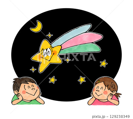 子供と流れ星のキャラクター 129238349