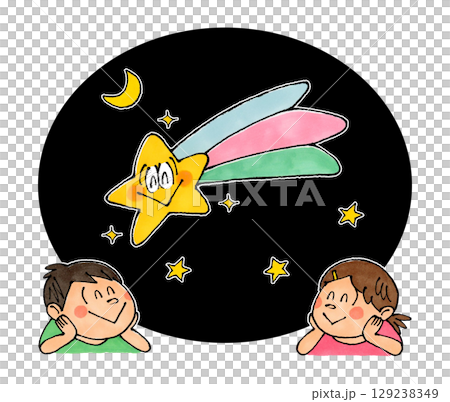 子供と流れ星のキャラクター 129238349