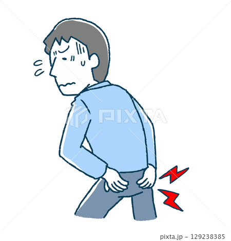 おしりが痛い男性 129238385