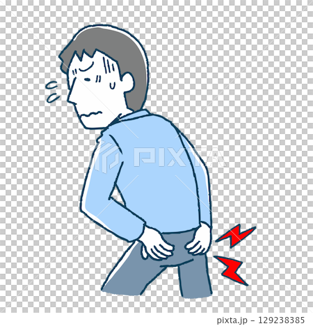 おしりが痛い男性 129238385