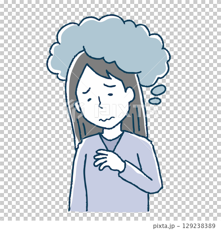 A woman whose anxiety is persistent A woman whose anxiety is persistent 129238389