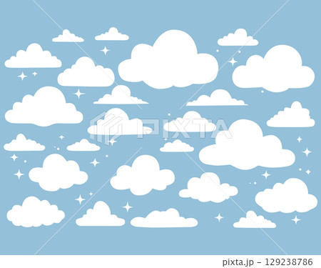 Cartoon Cloud Icon Vector Set Cartoon Cloud Icon Vector Set 129238786