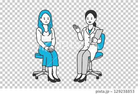 Diagnosis and explanation female doctor and young female patient [People vector illustration material] 129238853