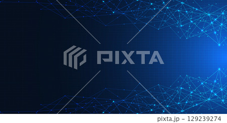 Abstract technology background with connecting the dots and lines. Global network connection, internet technology and digital communication concept. 129239274