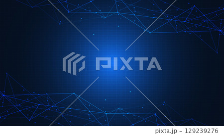 Abstract technology background with connecting the dots and lines. Global network connection, internet technology and digital communication concept. 129239276