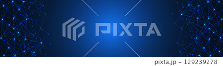 Abstract technology background of global network connection and communication with connecting the dots and lines for banner design or header. Abstract technology background of global network connection and communication with connecting the dots and lines for banner design or header. 129239278