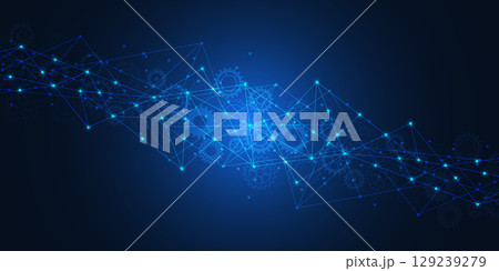 Abstract technology background with connecting the dots and lines. Global network connection, internet technology and digital communication concept. 129239279