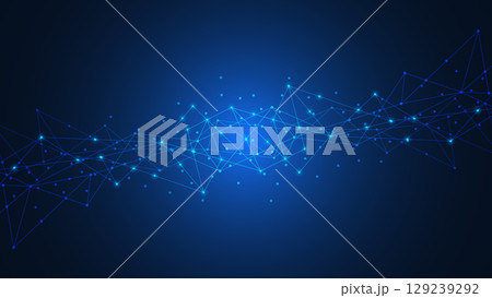 Abstract technology background with connecting the dots and lines. Global network connection, internet technology and digital communication concept. 129239292