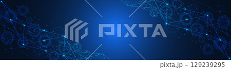 Abstract technology background of global network connection and communication with connecting the dots and lines for banner design or header. 129239295