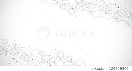 Abstract geometric background with connecting the dots and lines. Networking concept, internet connection and global communication. 129239305
