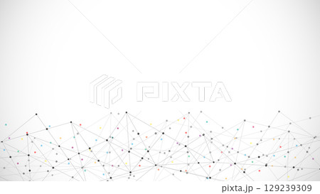 Abstract geometric background with connecting the dots and lines. Networking concept, internet connection and global communication. 129239309