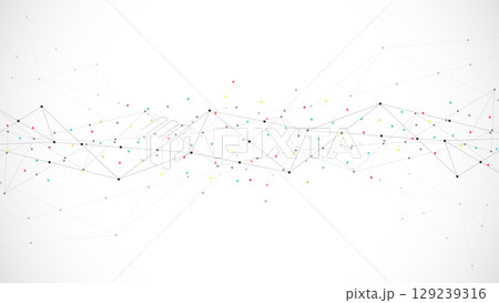 Abstract geometric background with connecting the dots and lines. Networking concept, internet connection and global communication. 129239316