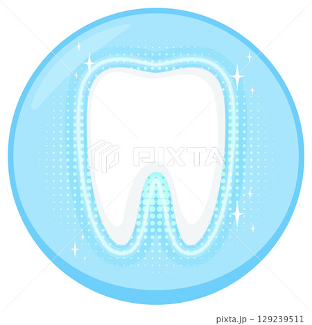 Bright Tooth Illustration with Sparkling Effects 129239511
