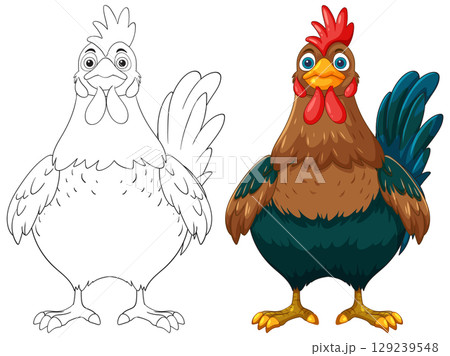Colorful Rooster Vector Illustration 129239548