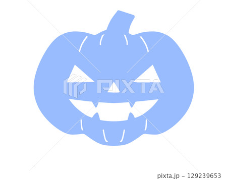 シンプルハロウィンかぼちゃアイコン（ブルー） 129239653