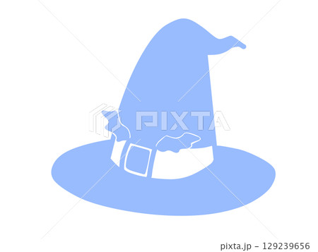 魔女の帽子アイコン　シンプル　ブルー 129239656