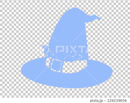 魔女の帽子アイコン　シンプル　ブルー 129239656