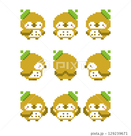 緑のベレー帽とフクロウのドット絵 129239671