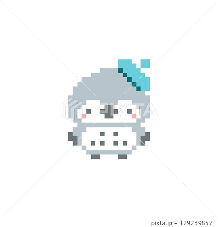 水色のベレー帽と梟のドット絵 129239857