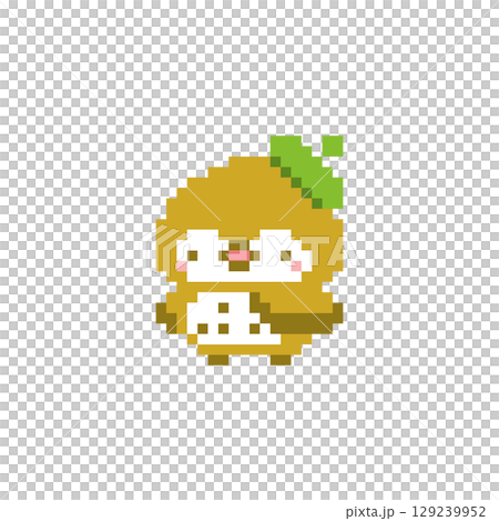 緑色ベレー帽と梟のドット絵 129239952