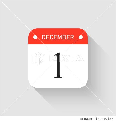 Vector icon page day calendar - 1 December month 129240187