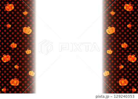 暗いオレンジ色のカボチャとドットのフレーム 129240353