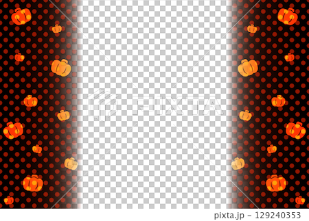 暗いオレンジ色のカボチャとドットのフレーム 129240353