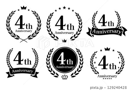 4周年記念、アニバーサリーのロゴベクターイラストセット 129240428