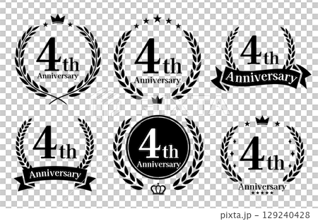 4周年記念、アニバーサリーのロゴベクターイラストセット 129240428
