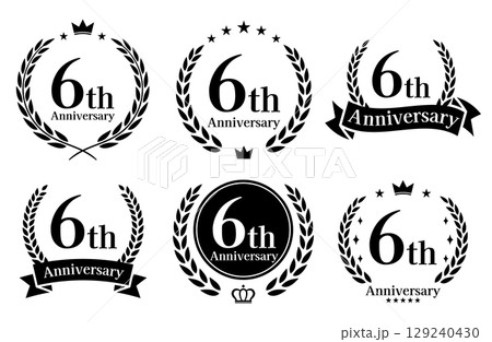 6周年記念、アニバーサリーのロゴベクターイラストセット 129240430