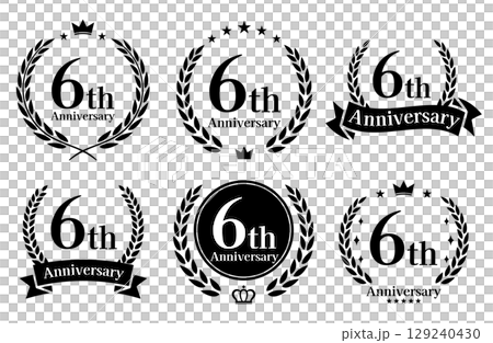 6周年記念、アニバーサリーのロゴベクターイラストセット 129240430