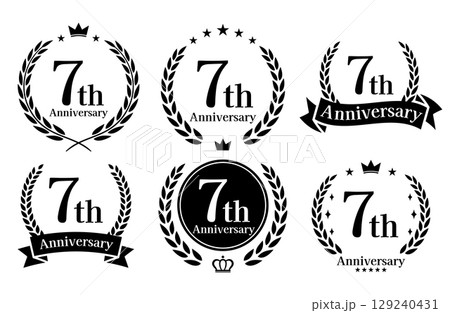 7周年記念、アニバーサリーのロゴベクターイラストセット 129240431